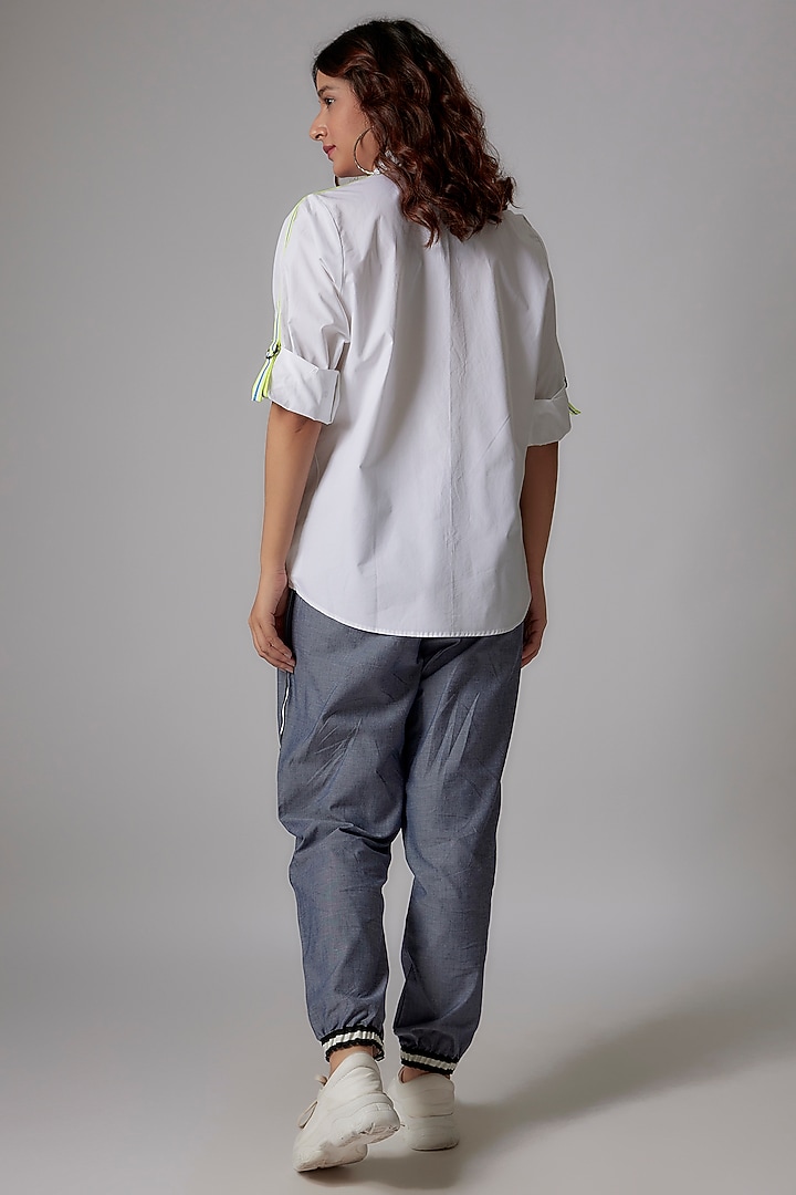 White Cotton Poplin Embroidered Shirt by Richaa Goenka at Pernia's Pop Up Shop
