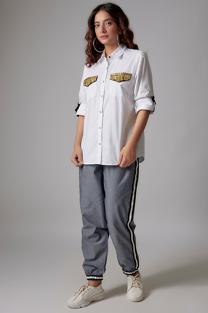 White Cotton Poplin Shirt by Richaa Goenka at Pernia's Pop Up Shop