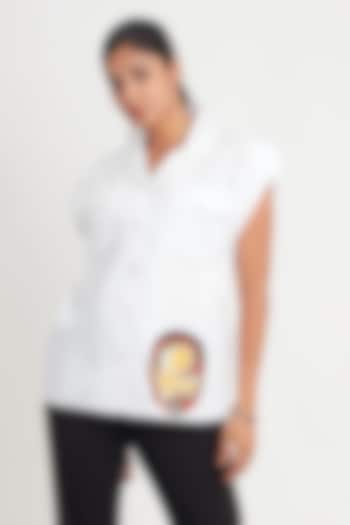 White Cotton Embroidered Shirt by Richaa Goenka at Pernia's Pop Up Shop