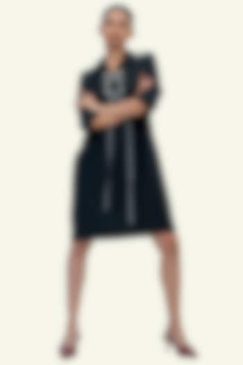 Black Cotton Embellished Mini Summer Dress by Richaa Goenka at Pernia's Pop Up Shop