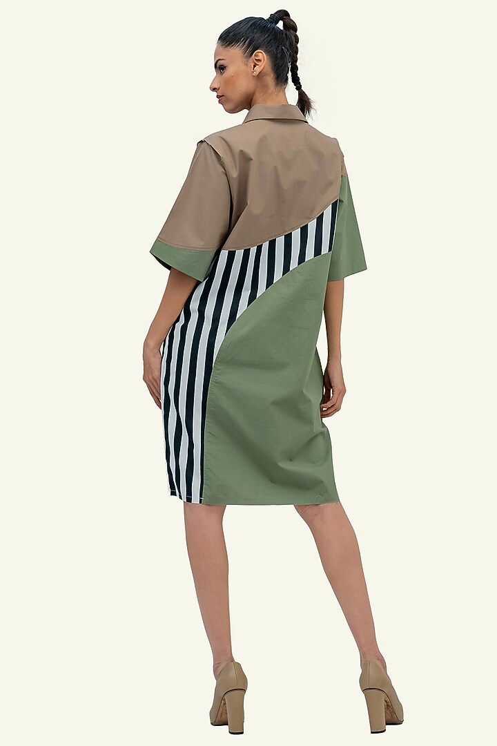 Olive Cotton Floral Embroidered Summer Dress by Richaa Goenka at Pernia's Pop Up Shop