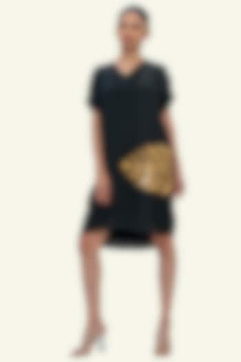 Black Crepe Sequin Embroidered Mini Summer Dress by Richaa Goenka at Pernia's Pop Up Shop