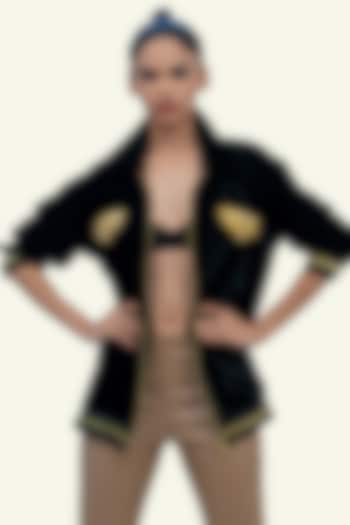 Black Velvet Bomber Jacket by Richaa Goenka at Pernia's Pop Up Shop
