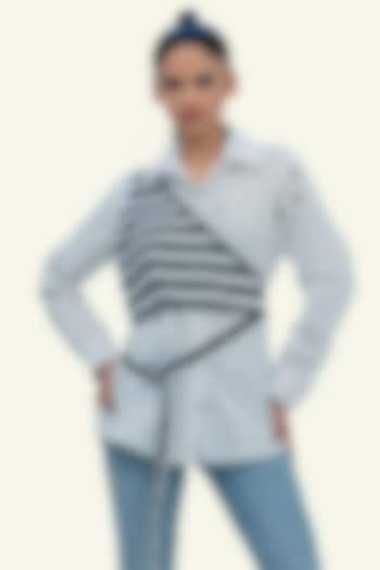 White Cotton Striped Shirt by Richaa Goenka at Pernia's Pop Up Shop
