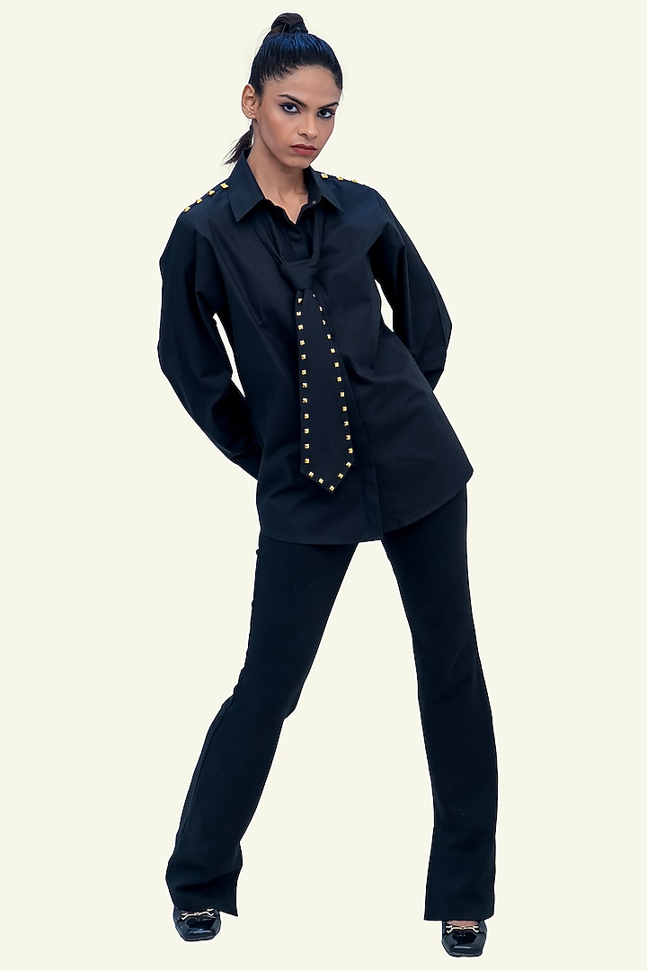 Black Cotton Shirt by Richaa Goenka at Pernia's Pop Up Shop
