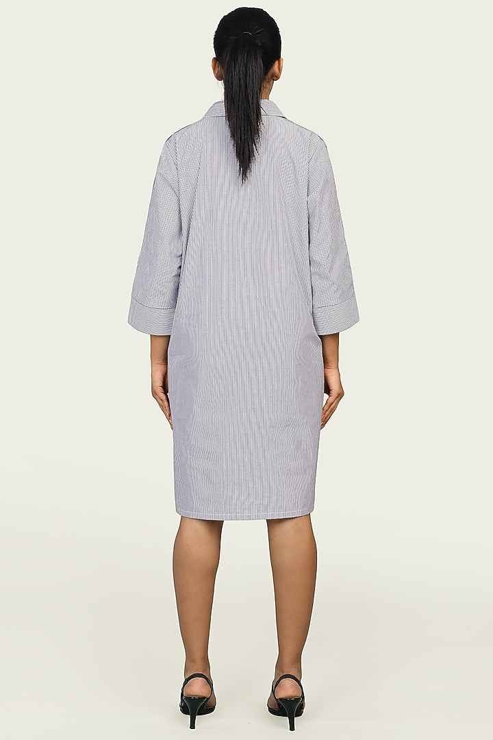 Black & White Cotton Sequin Embellished Striped Summer Dress by Richaa Goenka at Pernia's Pop Up Shop
