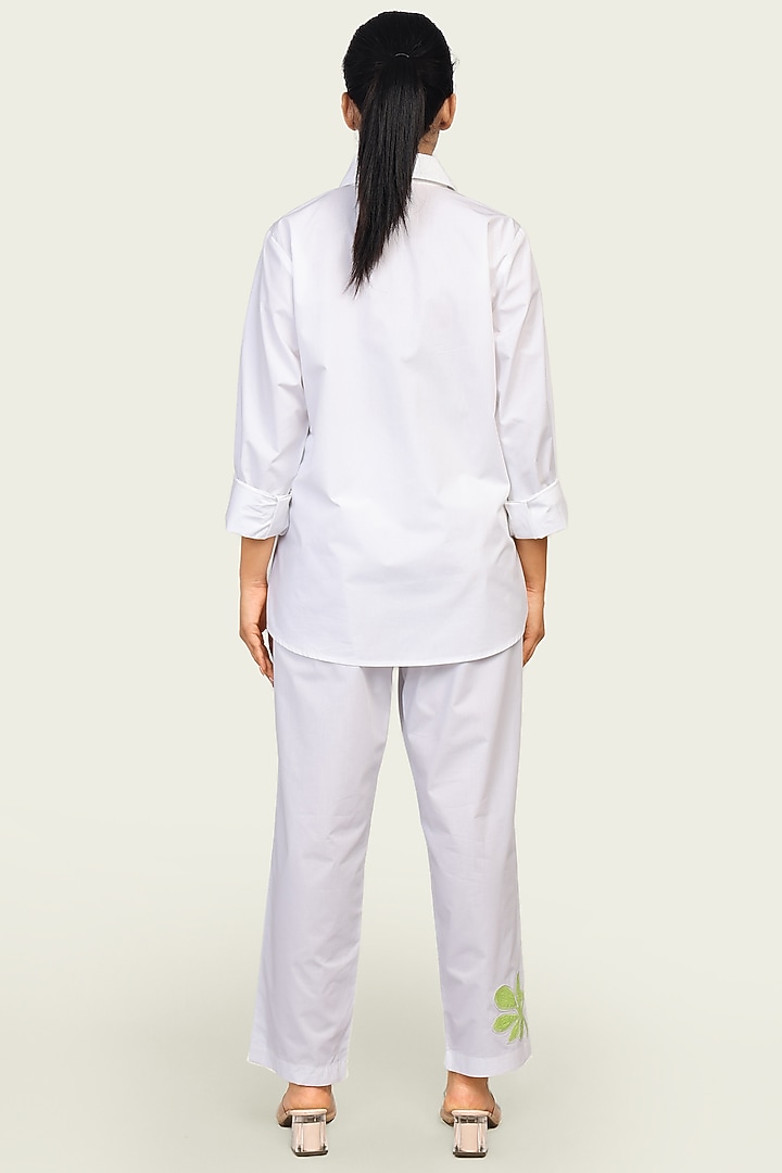 White Cotton Sequin Embroidered Co-Ord Set by Richaa Goenka at Pernia's Pop Up Shop