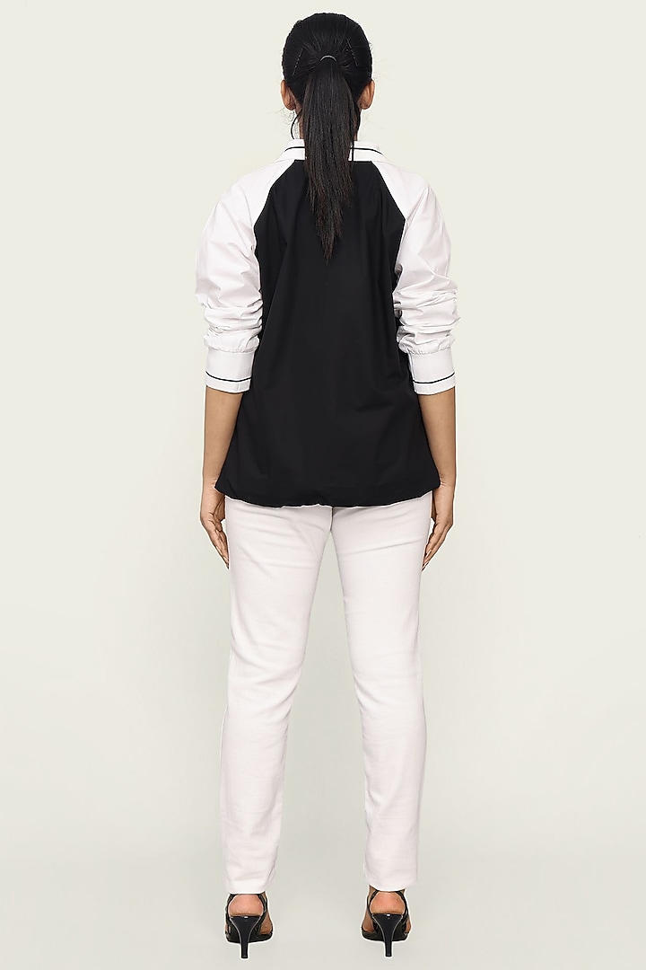 Black & White Cotton Bomber Top by Richaa Goenka at Pernia's Pop Up Shop