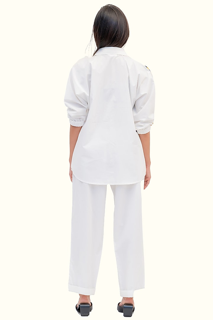 White Cotton Embroidered Co-Ord Set by Richaa Goenka at Pernia's Pop Up Shop