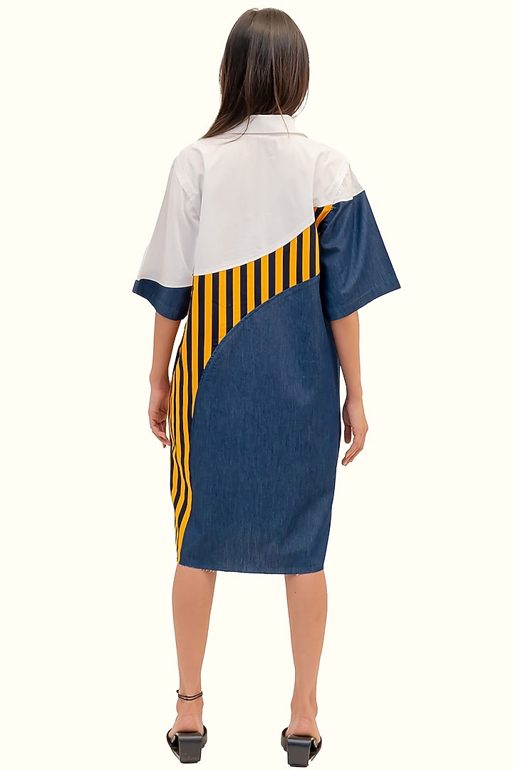 Multi-Colored Cotton Denim Embroidered Summer Dress by Richaa Goenka at Pernia's Pop Up Shop