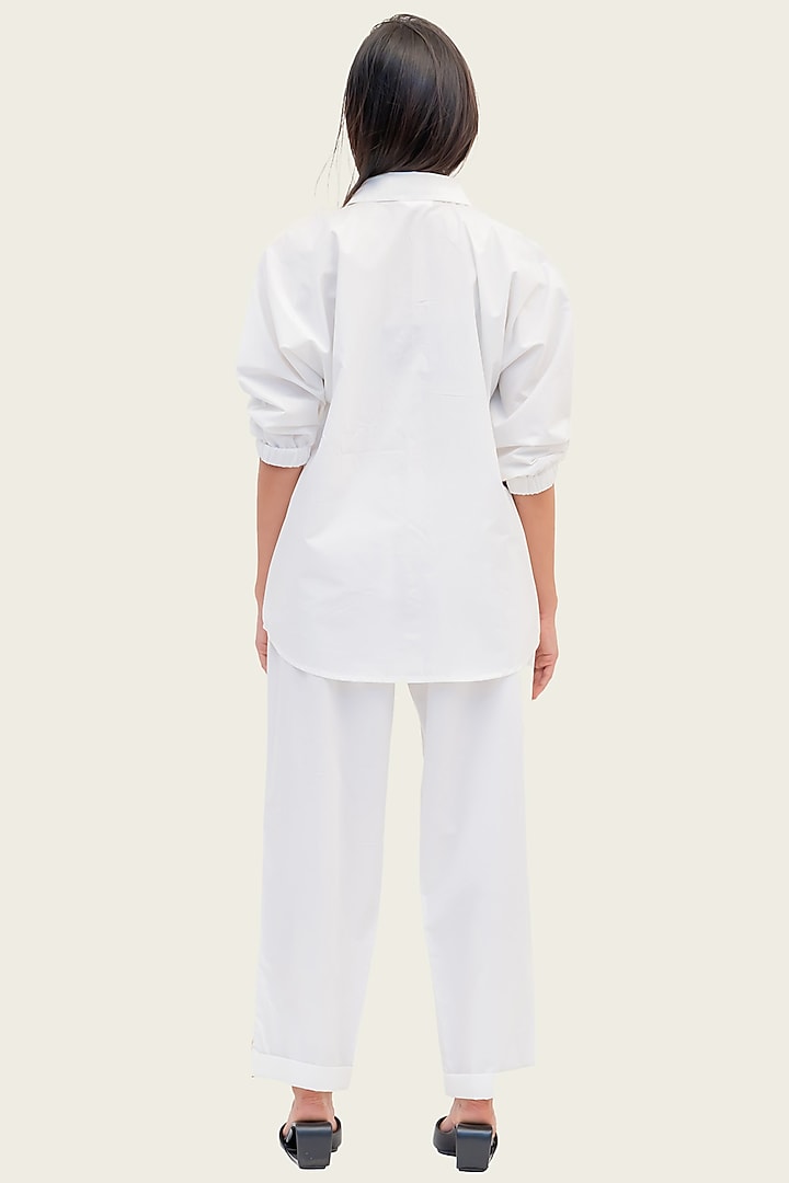 White Cotton Embroidered Sequins Embroidered Co-Ord Set by Richaa Goenka at Pernia's Pop Up Shop