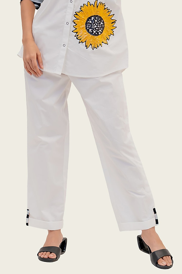 White Cotton Embroidered Sequins Embroidered Co-Ord Set by Richaa Goenka at Pernia's Pop Up Shop