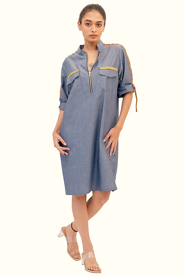 Blue Chambray Summer Dress by Richaa Goenka at Pernia's Pop Up Shop