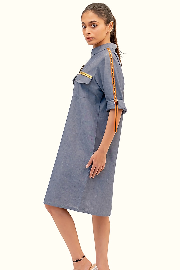 Blue Chambray Summer Dress by Richaa Goenka at Pernia's Pop Up Shop