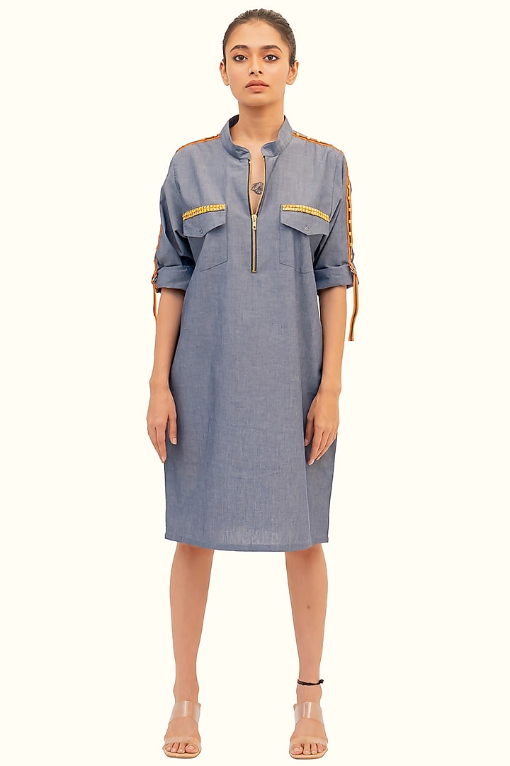 Blue Chambray Summer Dress by Richaa Goenka at Pernia's Pop Up Shop