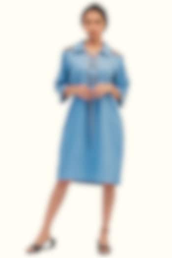 Blue Denim Cotton Embellished Summer Dress by Richaa Goenka at Pernia's Pop Up Shop