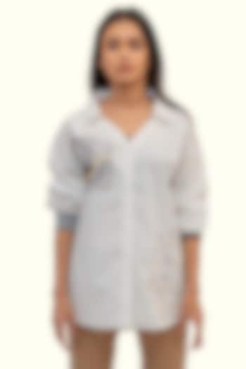 White Cotton Embroidered Shirt by Richaa Goenka at Pernia's Pop Up Shop
