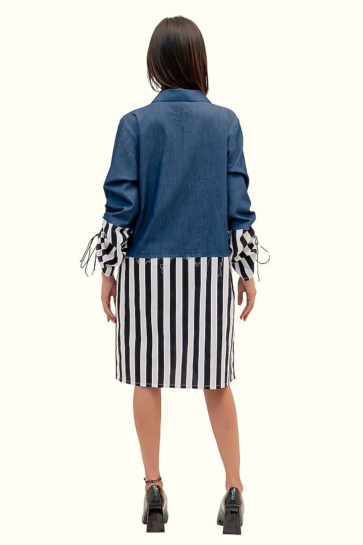 Multi-Colored Denim Cotton Striped Summer Dress by Richaa Goenka at Pernia's Pop Up Shop