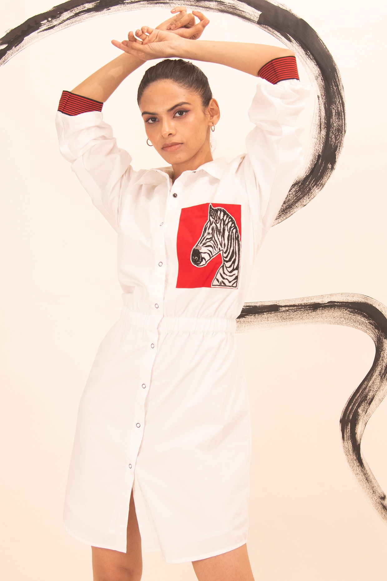 Richaa Goenka White Cotton Motif Embroidered Mini Dress