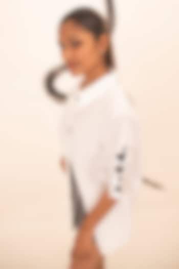 White Cotton Mirror Embroidered Shirt by Richaa Goenka at Pernia's Pop Up Shop