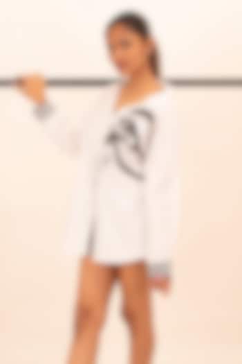 White Cotton Foil Printed Striped Shirt by Richaa Goenka at Pernia's Pop Up Shop