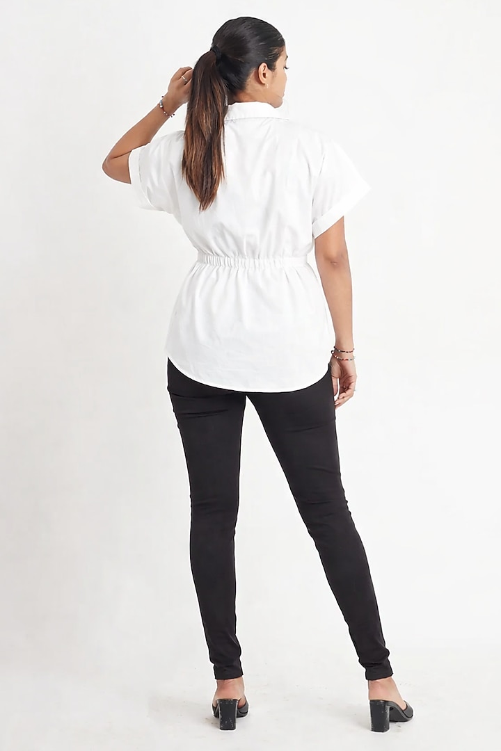 White Cotton Embroidered Shirt by Richaa Goenka at Pernia's Pop Up Shop