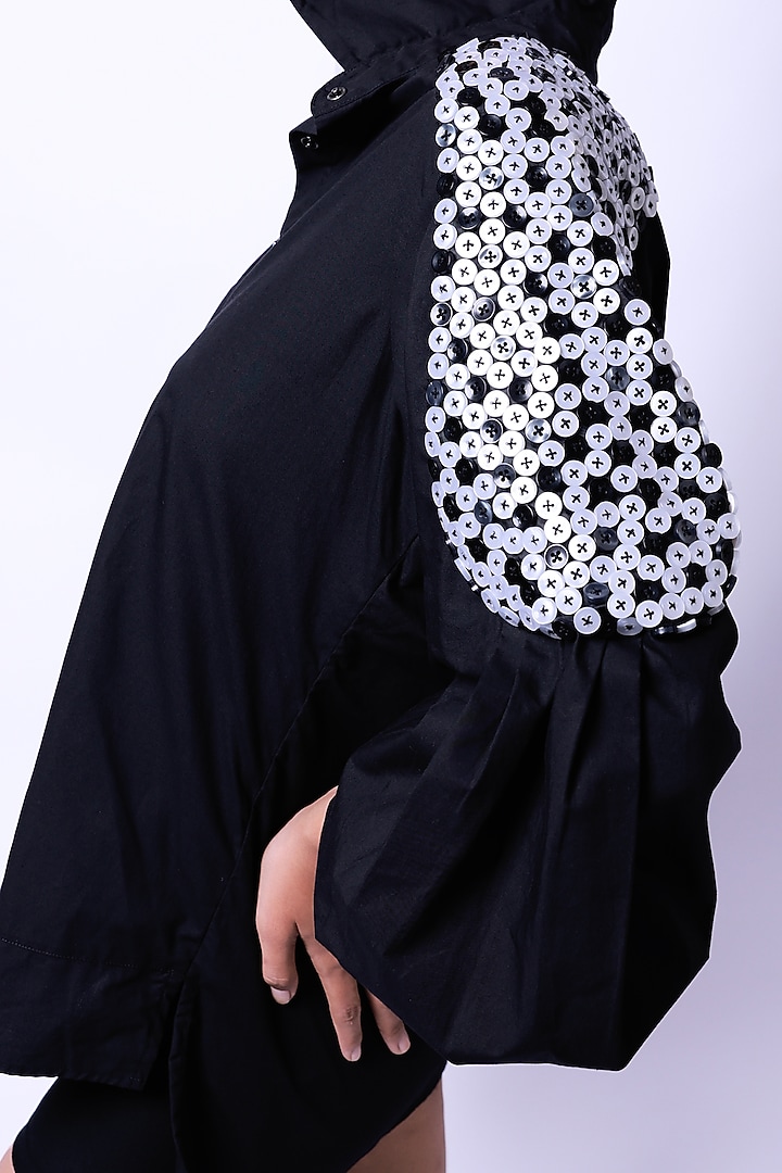 Black Cotton Shirt by Richaa Goenka at Pernia's Pop Up Shop