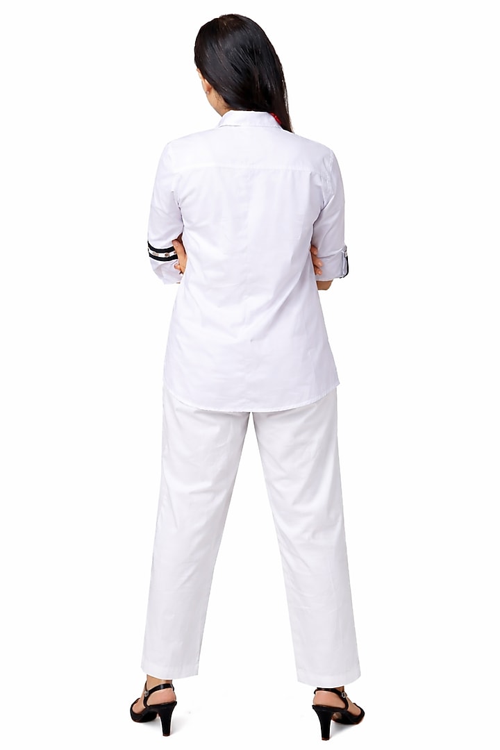 Beige & White Cotton Co-ord Set by Richaa Goenka at Pernia's Pop Up Shop