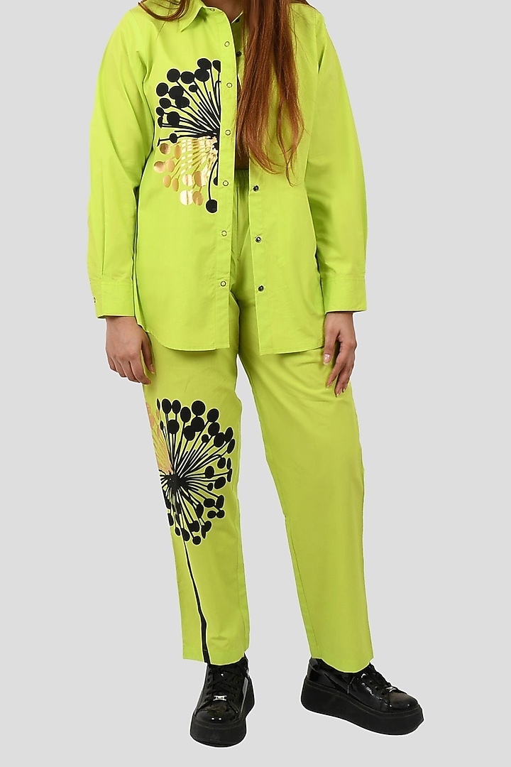 Neon Green Cotton Printed Shirt by Richaa Goenka at Pernia's Pop Up Shop
