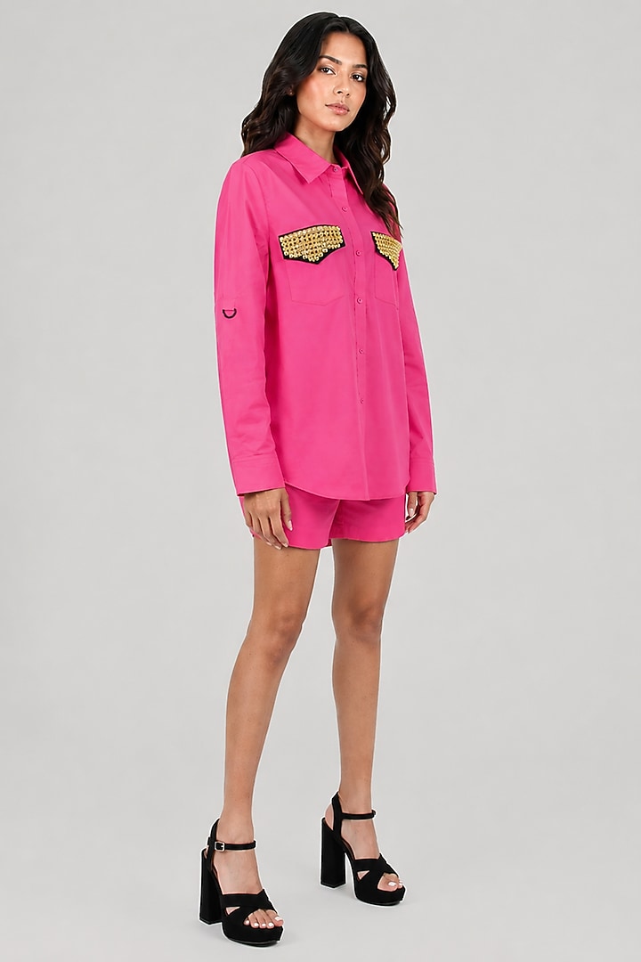 Hot Pink Cotton Shirt by Richaa Goenka at Pernia's Pop Up Shop