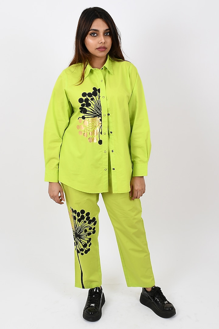Neon Green Cotton Co-Ord Set by Richaa Goenka at Pernia's Pop Up Shop