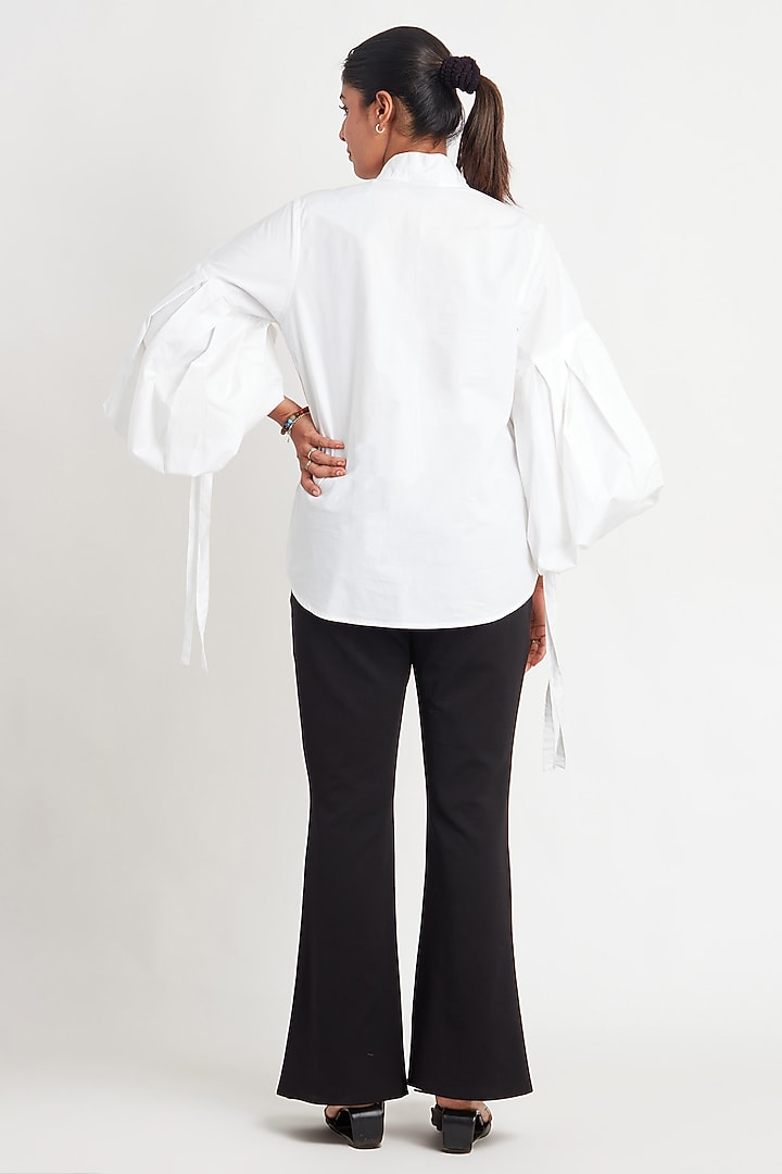White Cotton Embroidered Shirt by Richaa Goenka at Pernia's Pop Up Shop