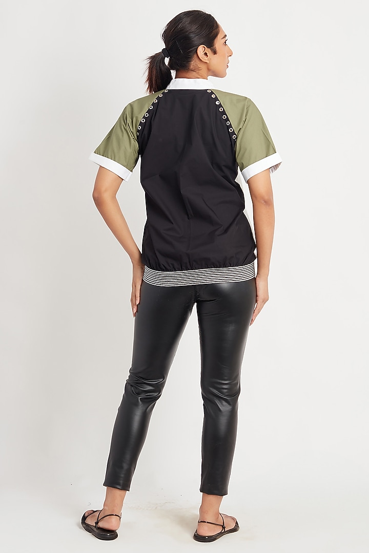 Multi-Colored Cotton Embroidered Bomber Top by Richaa Goenka at Pernia's Pop Up Shop