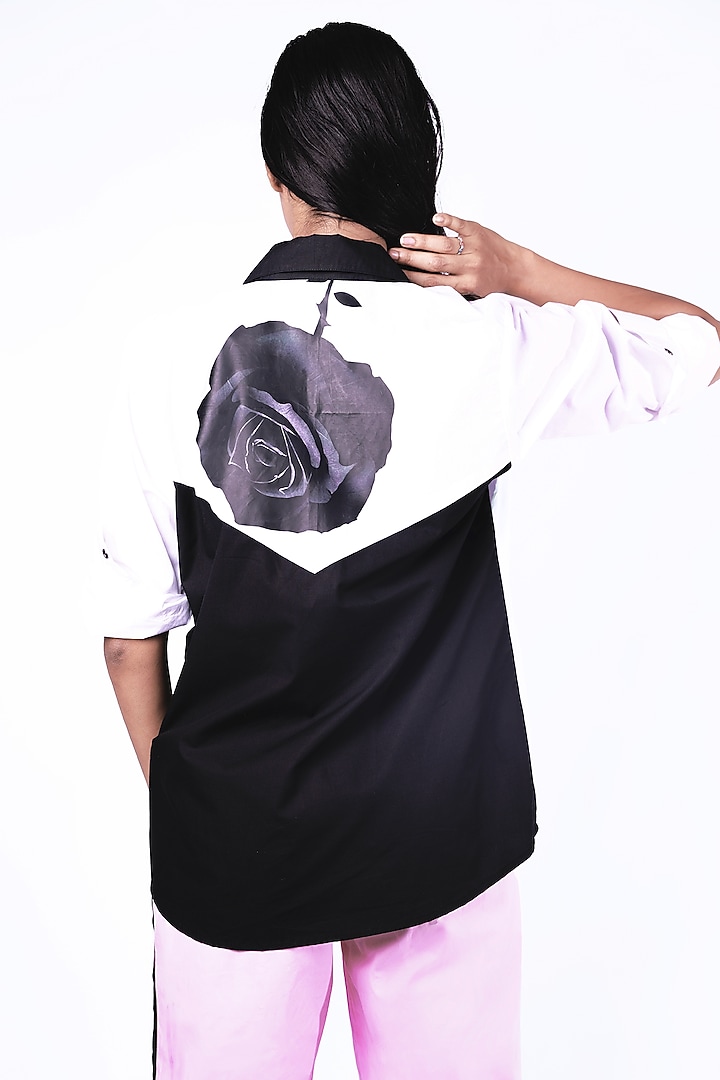 White & Pink Cotton Embellished Shirt by Richaa Goenka at Pernia's Pop Up Shop