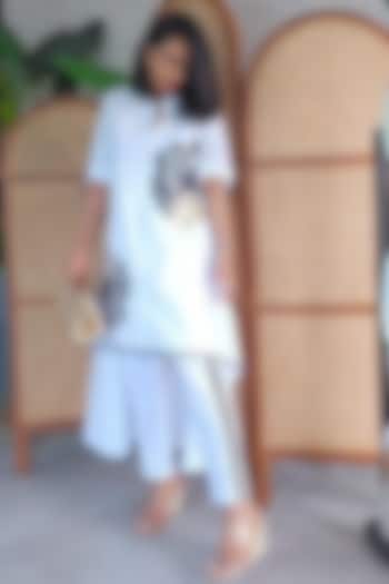 White Cotton Printed Tunic Set by Richaa Goenka at Pernia's Pop Up Shop