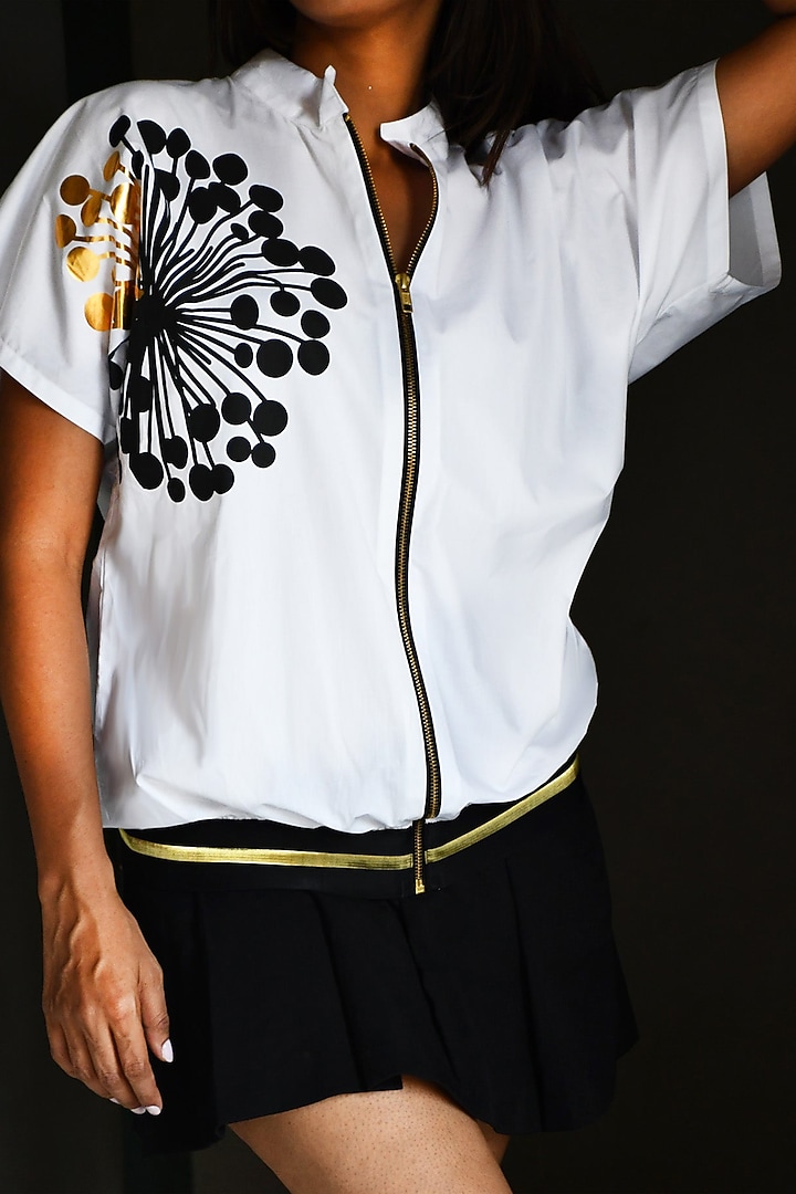 White Cotton Bomber Top by Richaa Goenka at Pernia's Pop Up Shop