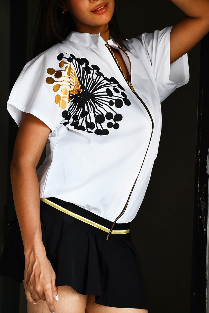White Cotton Bomber Top by Richaa Goenka at Pernia's Pop Up Shop