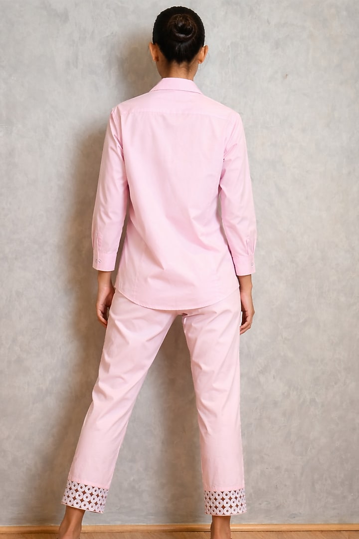 Pink Cotton Cutwork Shirt by Richaa Goenka at Pernia's Pop Up Shop