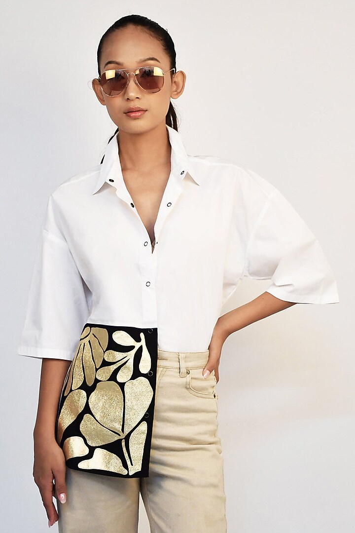 White Cotton Asymmetrical Shirt by Richaa Goenka at Pernia's Pop Up Shop