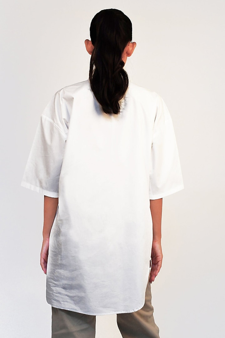 White Cotton Asymmetrical Shirt by Richaa Goenka at Pernia's Pop Up Shop