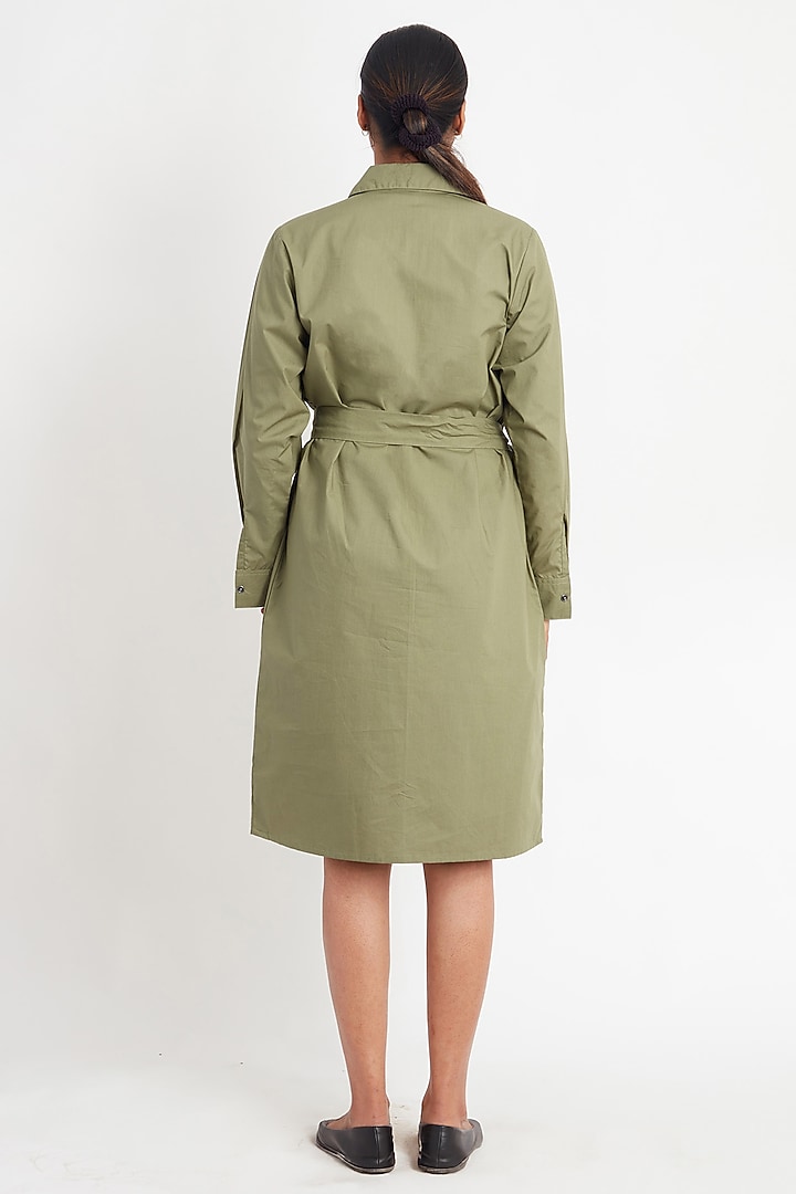 Olive Cotton Embroidered Summer Dress by Richaa Goenka at Pernia's Pop Up Shop