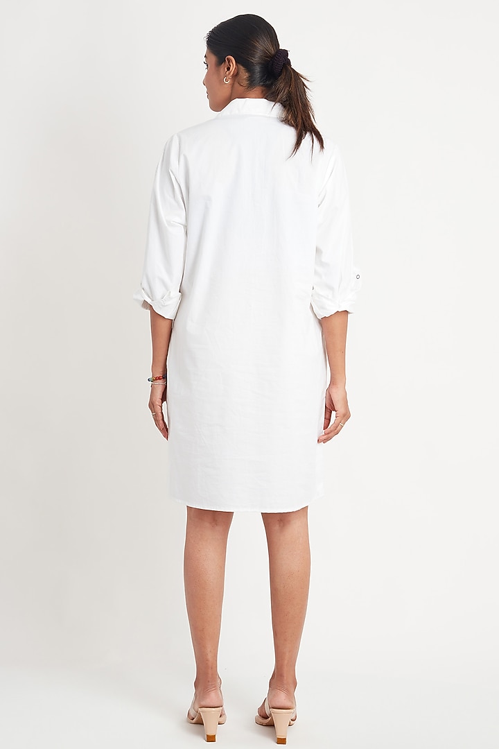 White Cotton Eyelet Embroidered Summer Dress by Richaa Goenka at Pernia's Pop Up Shop