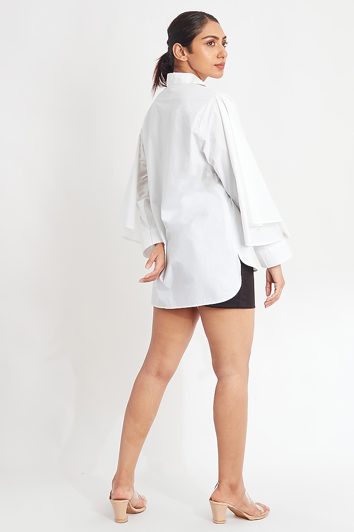 White Cotton Embroidered Shirt by Richaa Goenka at Pernia's Pop Up Shop