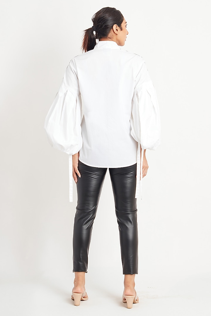 White Cotton Foil Printed Shirt by Richaa Goenka at Pernia's Pop Up Shop