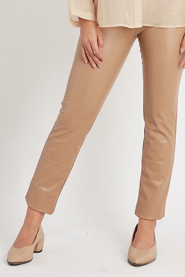 Beige Organza Sequin Stripe Work Shirt by Richaa Goenka at Pernia's Pop Up Shop
