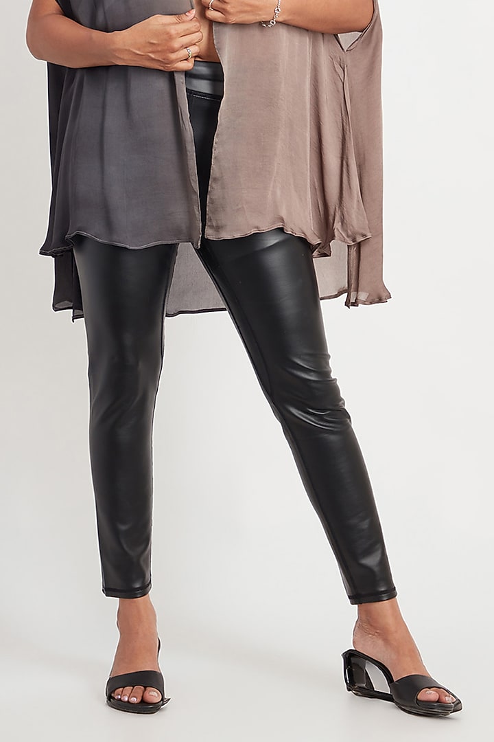 Black & Grey Satin Bead Embroidered Cape by Richaa Goenka at Pernia's Pop Up Shop