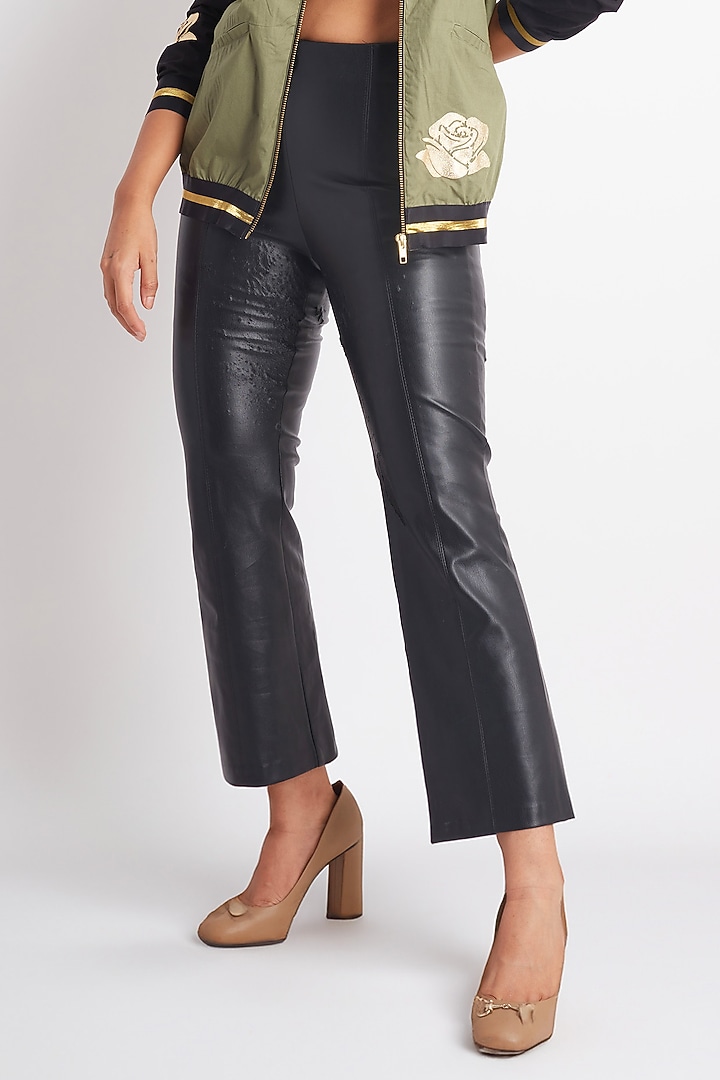 Olive Green Cotton Applique Work Bomber Jacket by Richaa Goenka at Pernia's Pop Up Shop