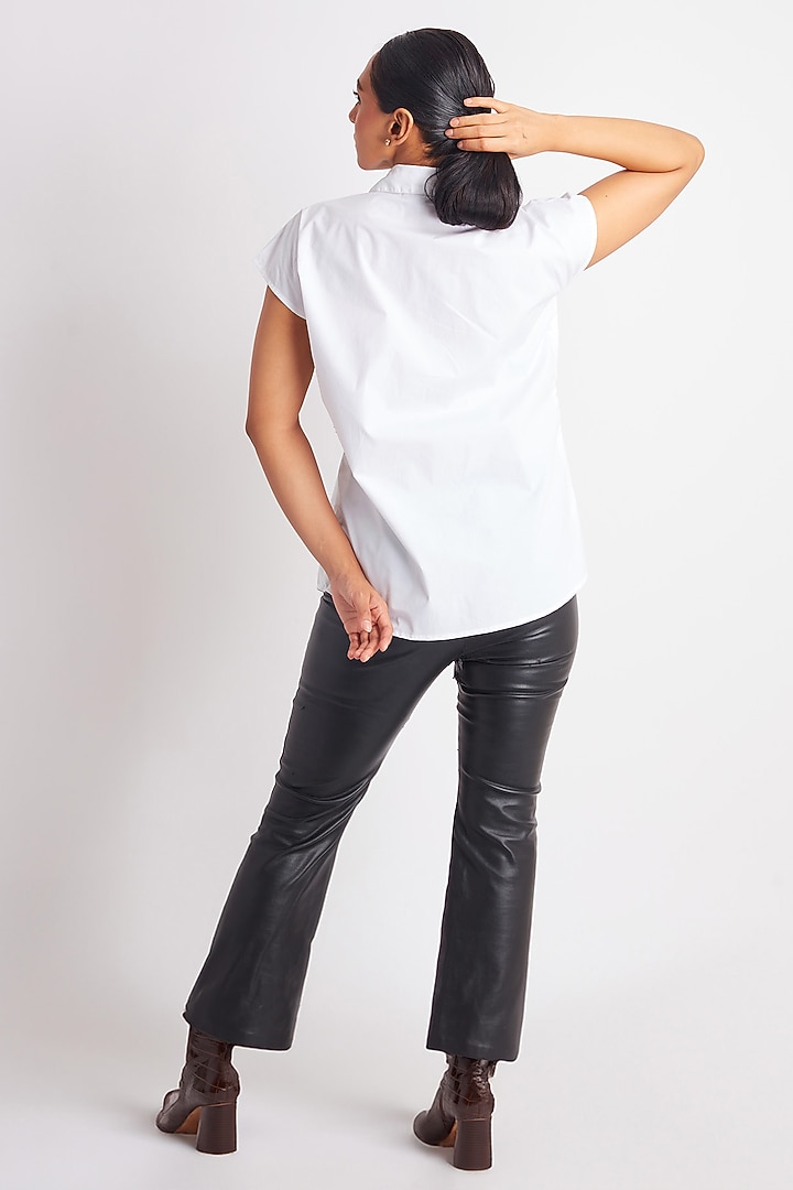 White Cotton Embroidered Shirt by Richaa Goenka at Pernia's Pop Up Shop