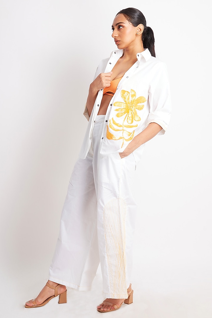 White Cotton Embroidered Co-ord Set by Richaa Goenka at Pernia's Pop Up Shop