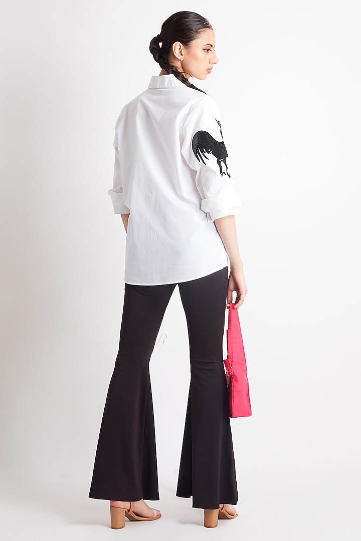 White Cotton Embroidered Shirt by Richaa Goenka at Pernia's Pop Up Shop